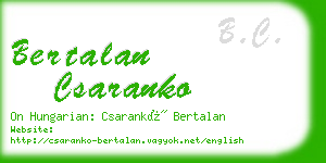 bertalan csaranko business card